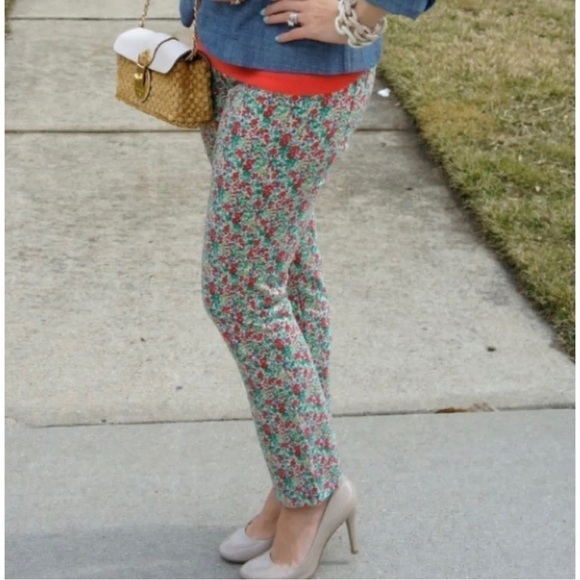 J Crew Sz 26 Toothpick Crop Floral Print Jean Liberty Bloom Emma Georgina Spring - Picture 11 of 14